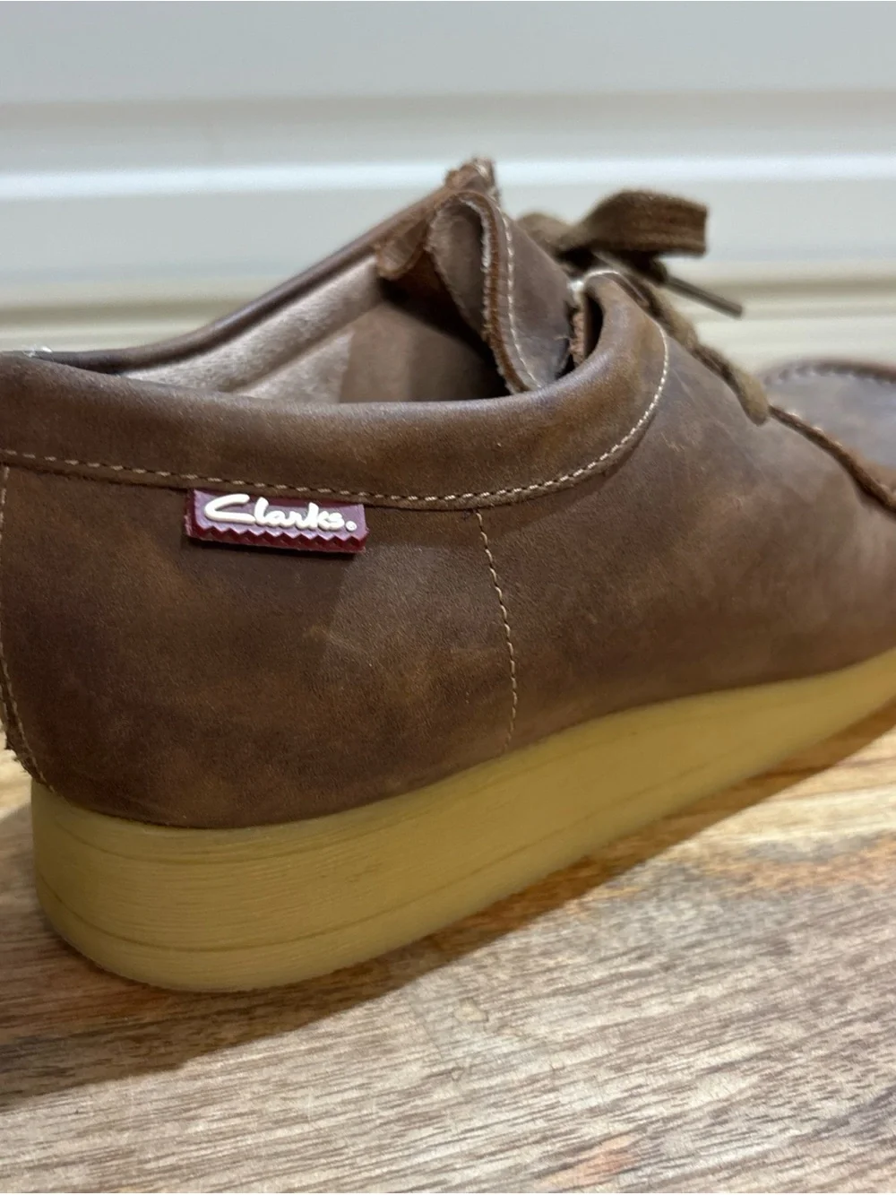 Clarks Stinson Low Leather Moccasins Mens Size 9 Brown Beeswax Shoes Chukka Boot